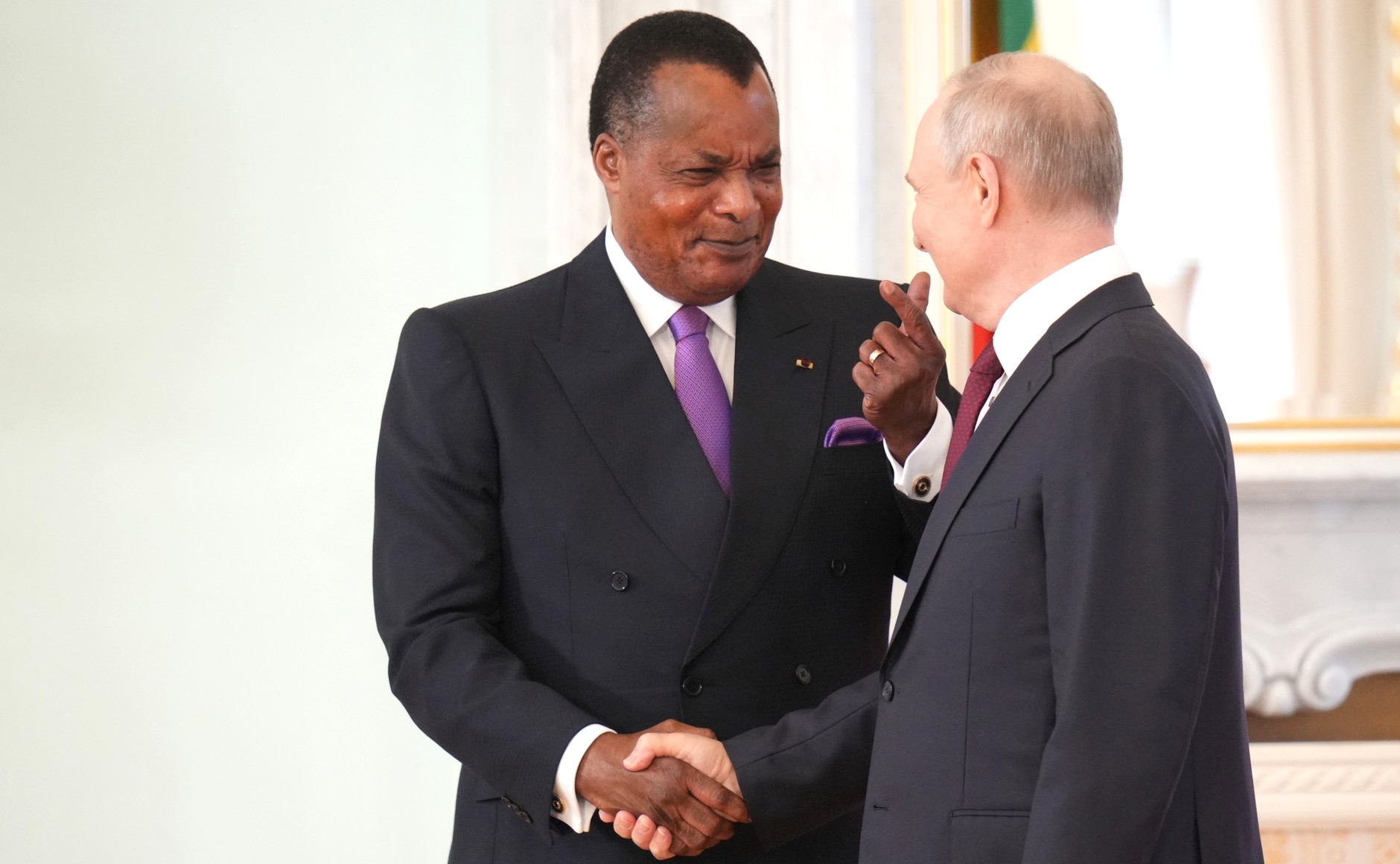 L-R: President of the Republic of Congo, Denis Sassou Nguesso, and President of Russia, Vladimir Putin, during a meeting in Moscow [Source: President of Russia, Photo: Alexei Danichev, RIA Novosti]