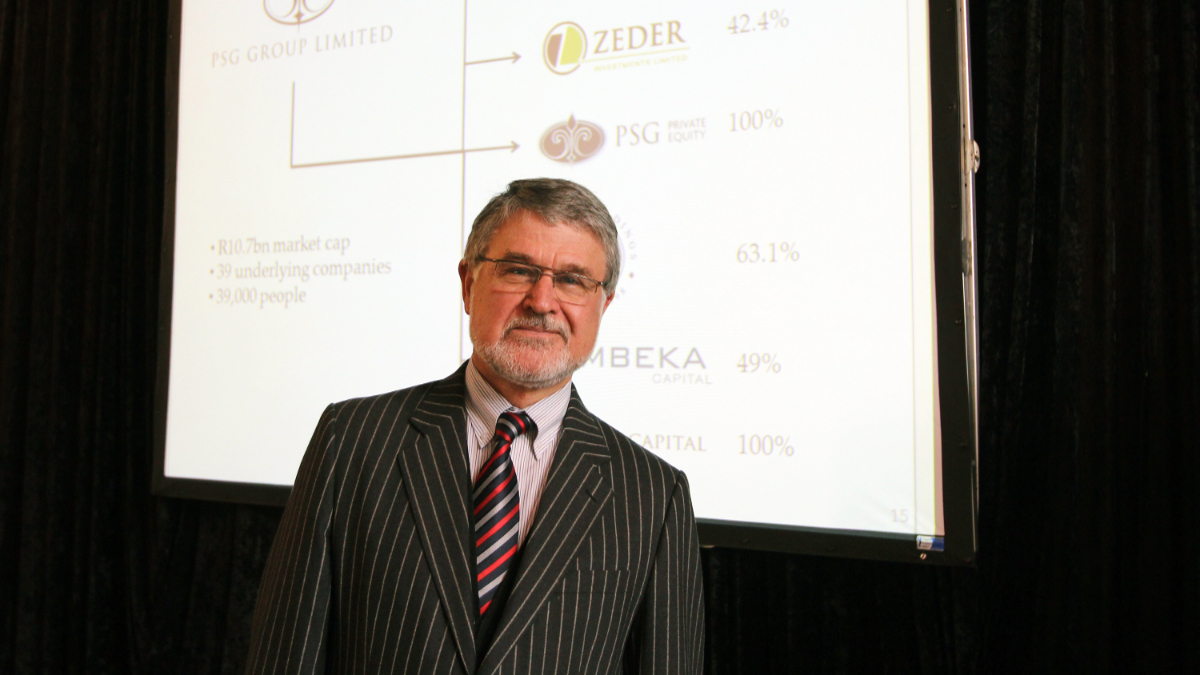 Chairman of the PSG Group Jannie Mouton during the companys investor day on June 22, 2012 in Cape Town, South Africa. [Photo by Danielle Karallis/Foto24/Gallo Images/Getty Images]