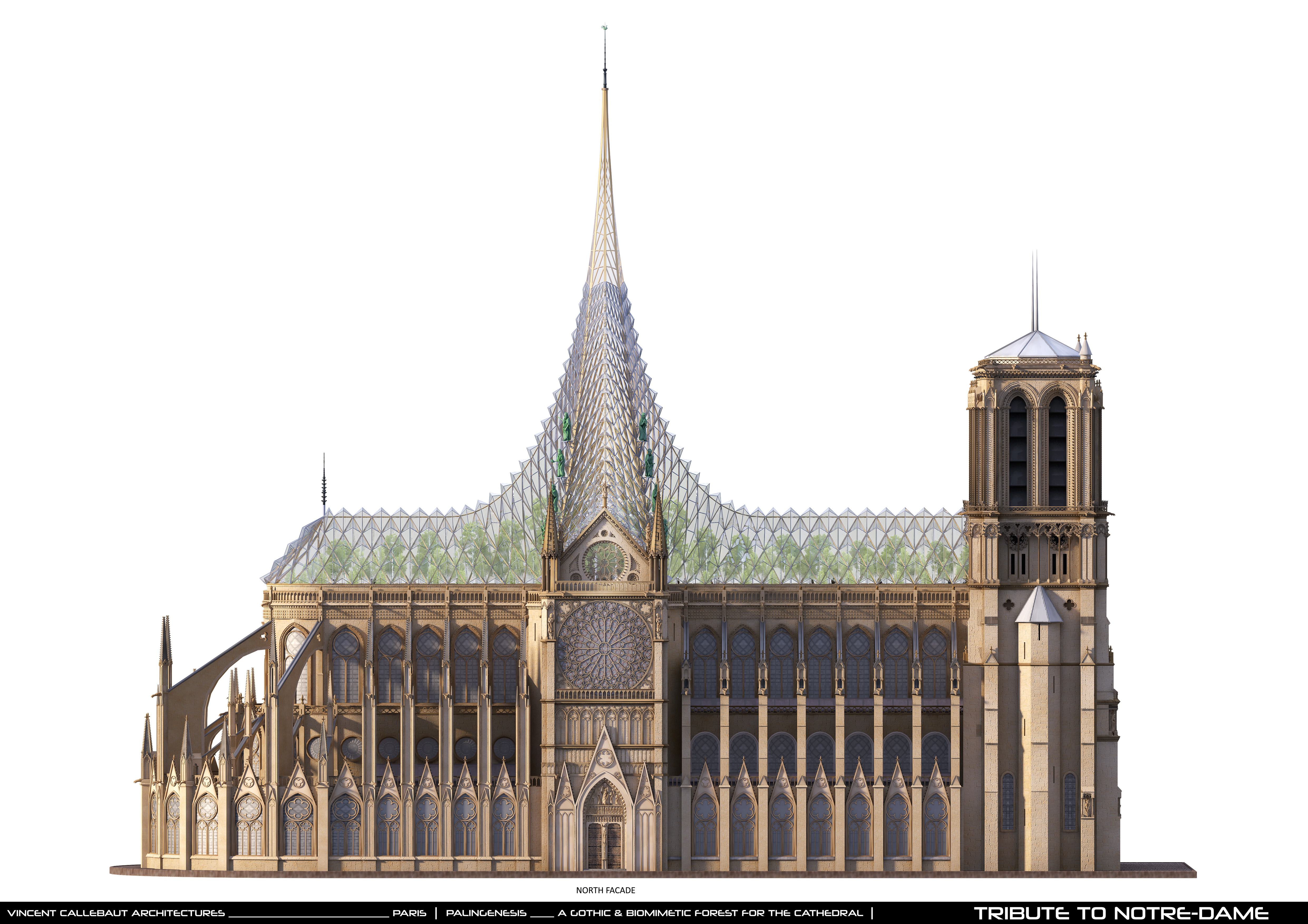 FOTO | Planul unui arhitect vizionar pentru restaurarea Catedralei Notre-Dame: O grădină de meditație și o fermă pe acoperișul clădirii la adăpostul unui dom din sticlă