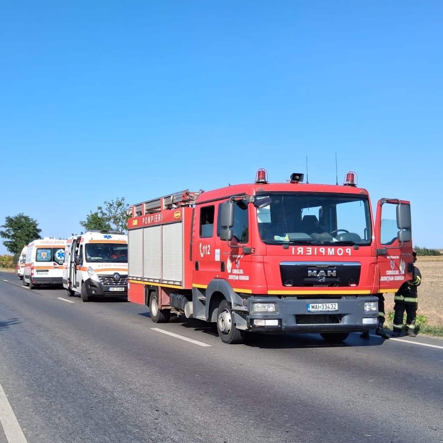 Carambol cu 6 mașini pe DN6, în județul Giurgiu: patru oameni au fost duși la spital