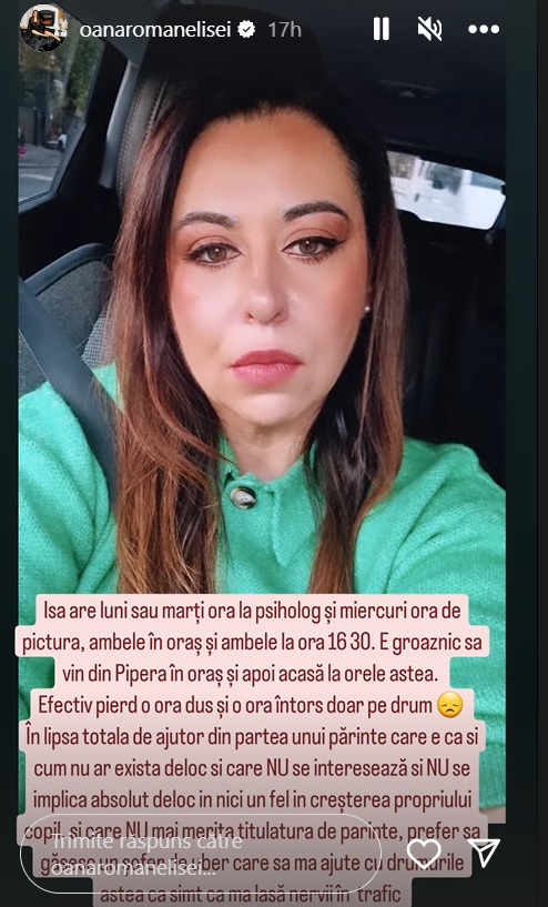 Oana Roman a făcut public mesajul de despărțire pe care i l-a trimis lui Marius Elisei: „S-a plecat din casă la cererea mea”