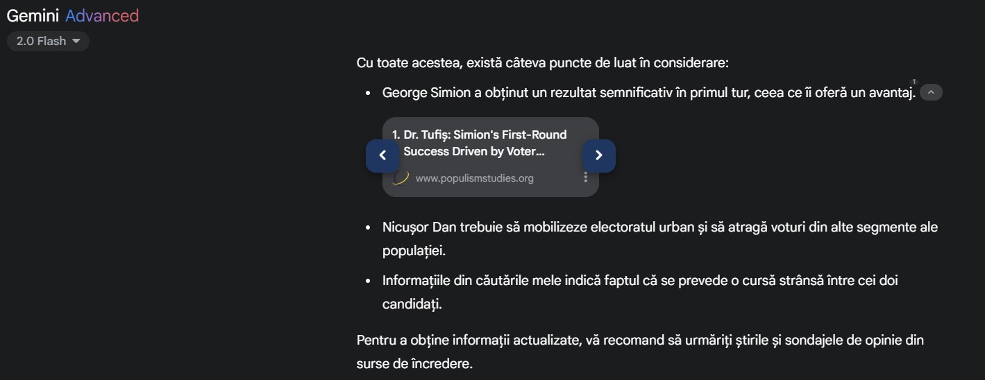 Cine crede inteligența artificială că va câștiga președinția dintre George Simion și Nicușor Dan