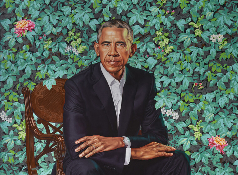 Kehinde Wiley's painting of Obama [Kehindewiley]