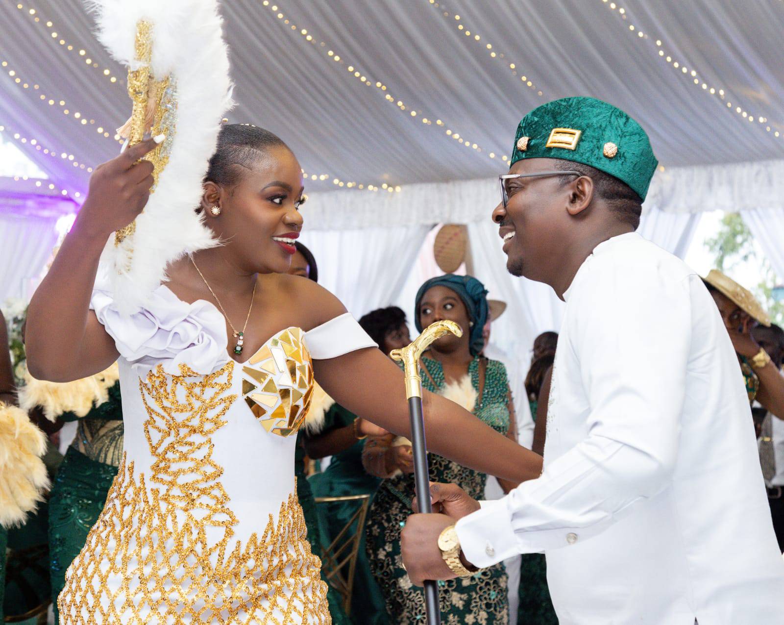 Akothee’s younger sister, Cebbie Koks with lawyer Steve Ogolla during their traditional wedding on Wednesday,  December 28, 2022