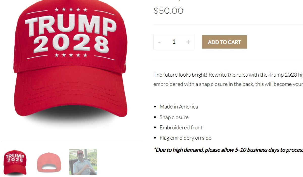 Donald Trump sfidează Constituția SUA și vinde șepci și tricouri cu inscripția „Rescrie regulile. Trump 2028”