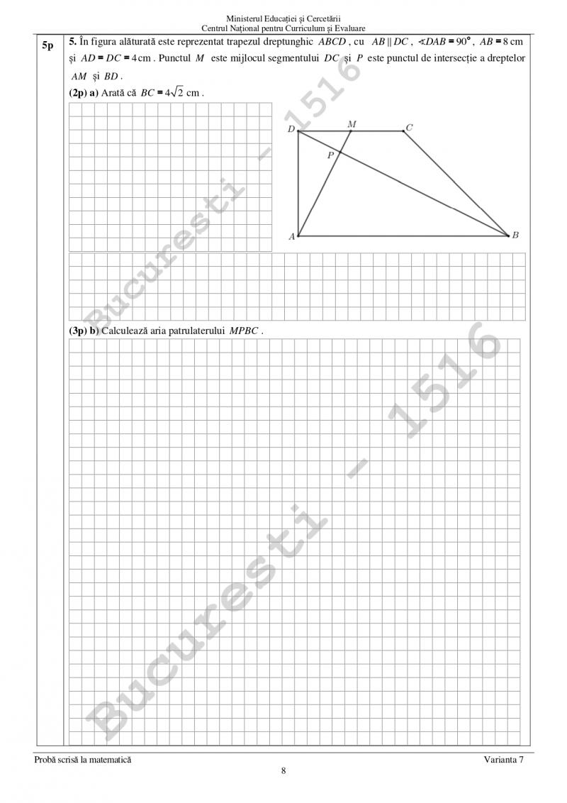 Subiectele la Matematică la Evaluarea Națională 2025. Ce a picat la a doua probă a examenelor pentru clasa a 8-a