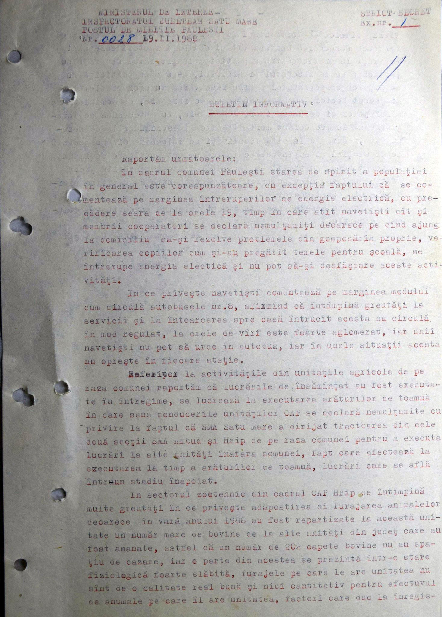 Cum erau urmăriți de Miliție și Securitate locuitorii din satele României. „Suspecții” filați de autorități erau grupaţi în două tabele: „A” şi „B”