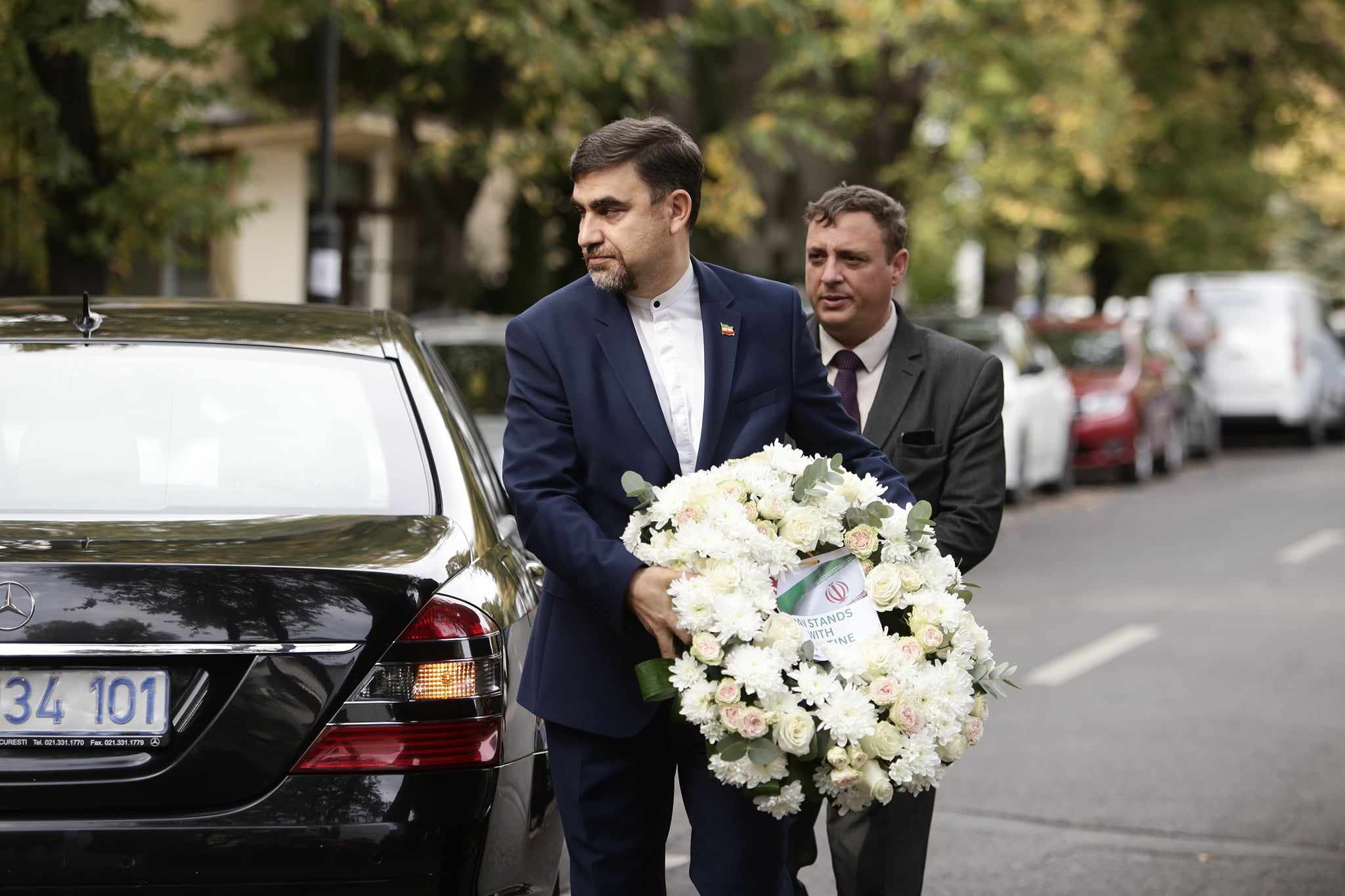 Reprezentanți diplomatici din circa 20 de state își exprimă solidaritatea cu poporul palestinian, la o manifestație în fața Ambasadei Palestinei la București