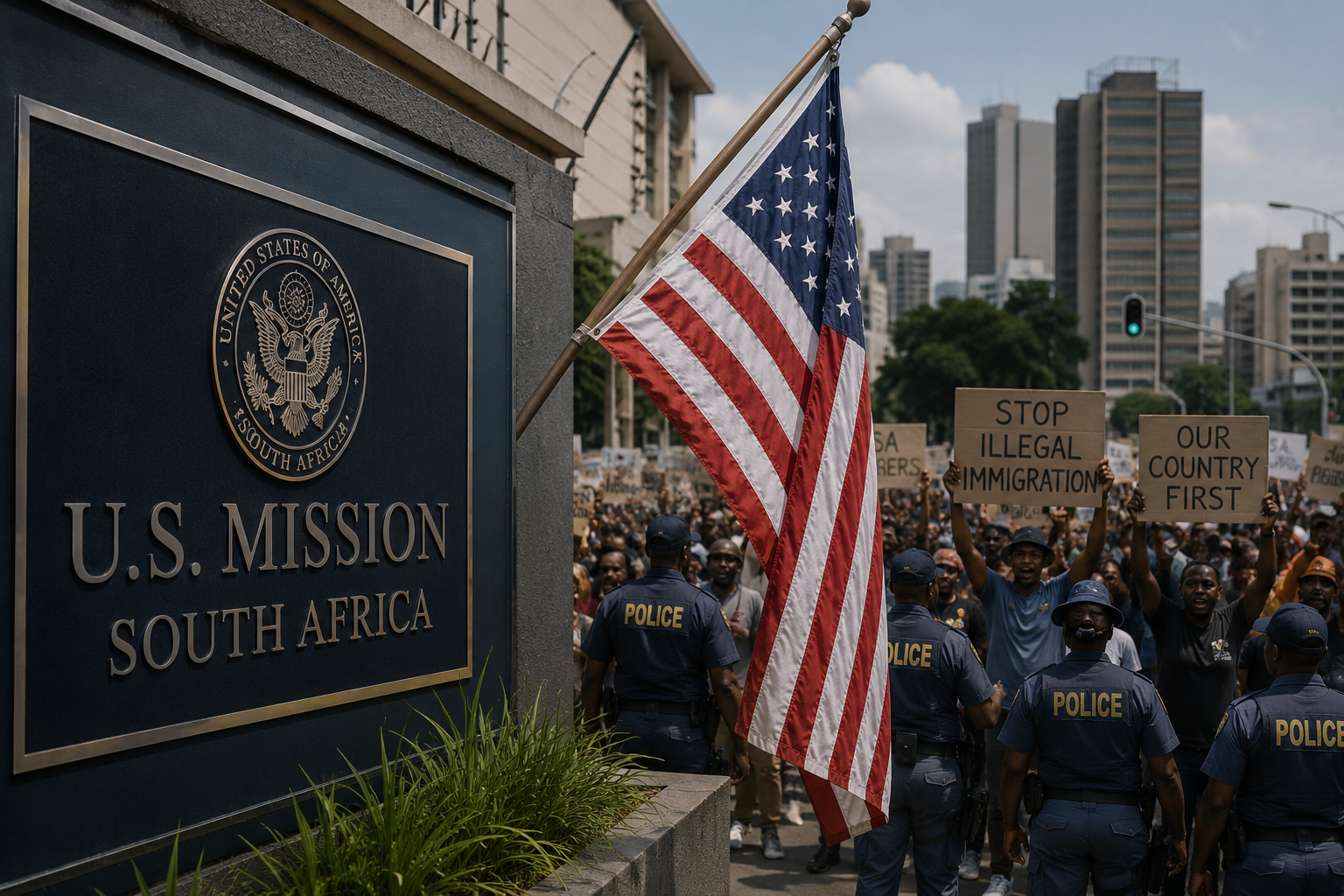 U.S. cuts operations at four South African diplomatic missions as June 30 protests begin