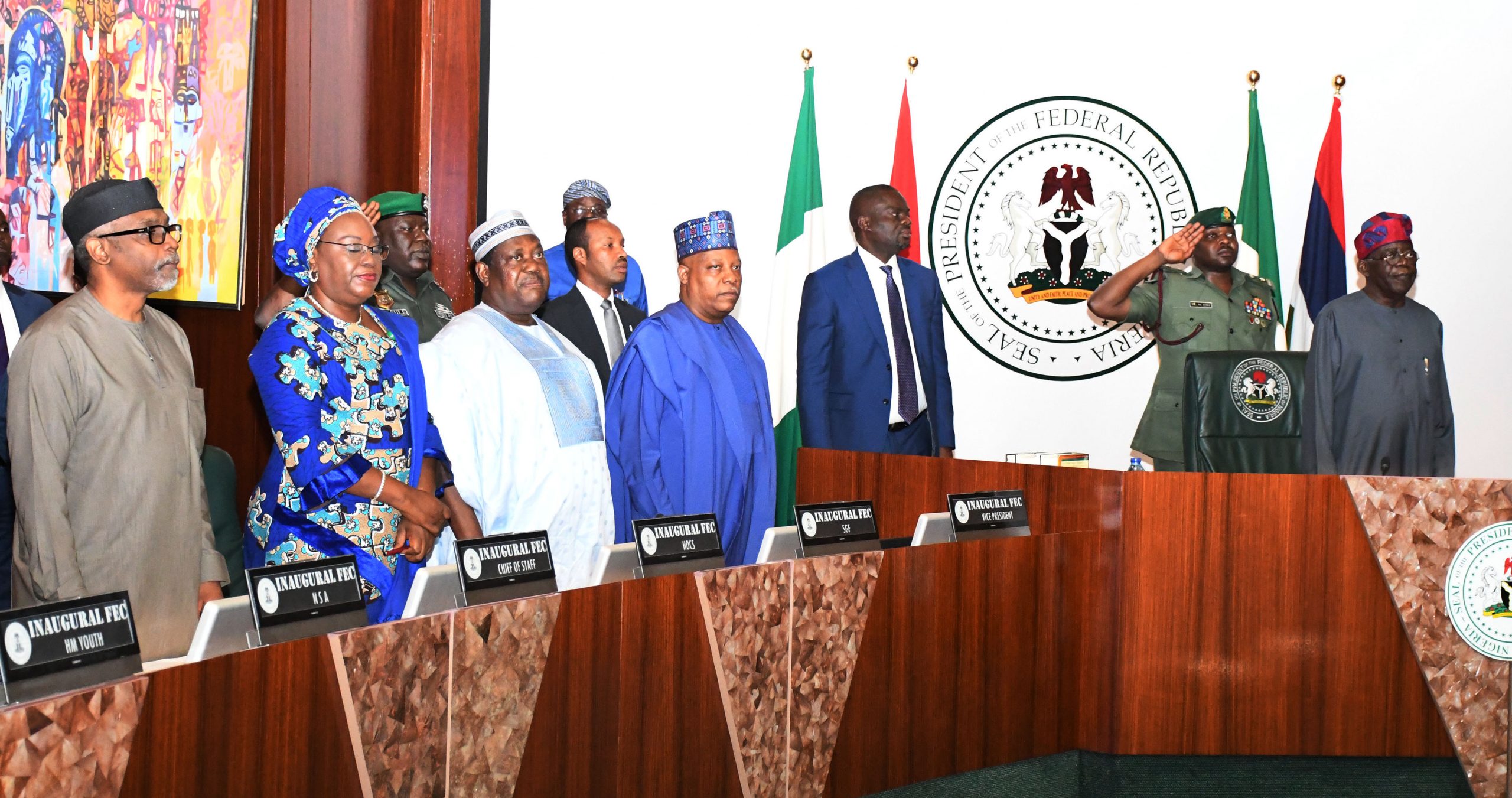 President Bola Tinubu and his cabinet members during a Federal Executive Council meeting. [Punch]