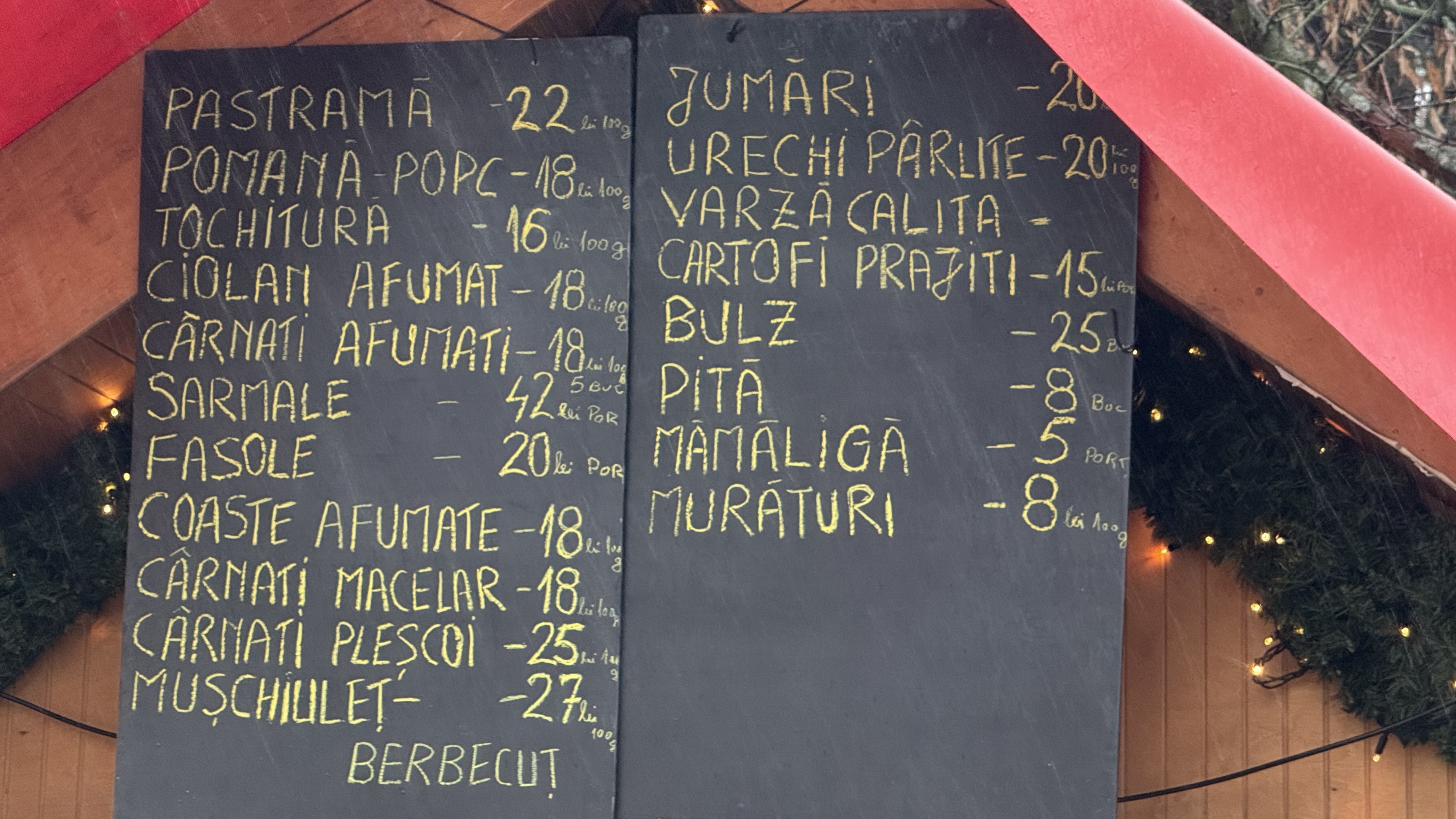 Cât costă trei mici cu cartofi la Târgul de Crăciun București 2025, Drumul Taberei. Avem prețurile pentru sarmale, cârnați și tochitură