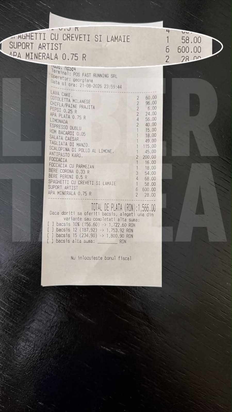 De ce a fost „umflată” cu 600 de lei nota de plată a unor români într-un restaurant din Bacău: „Oare e legal?”