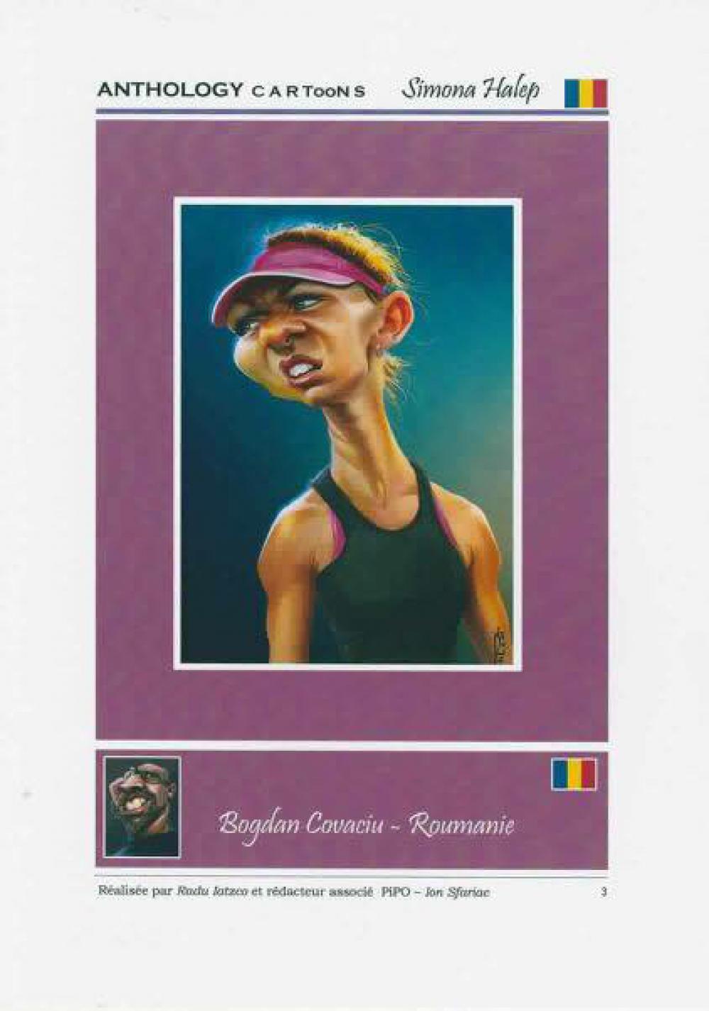 Expoziție de caricaturi ale Simonei Halep. Numărul 1 WTA, în viziunea artiștilor din toată lumea / GALERIE FOTO