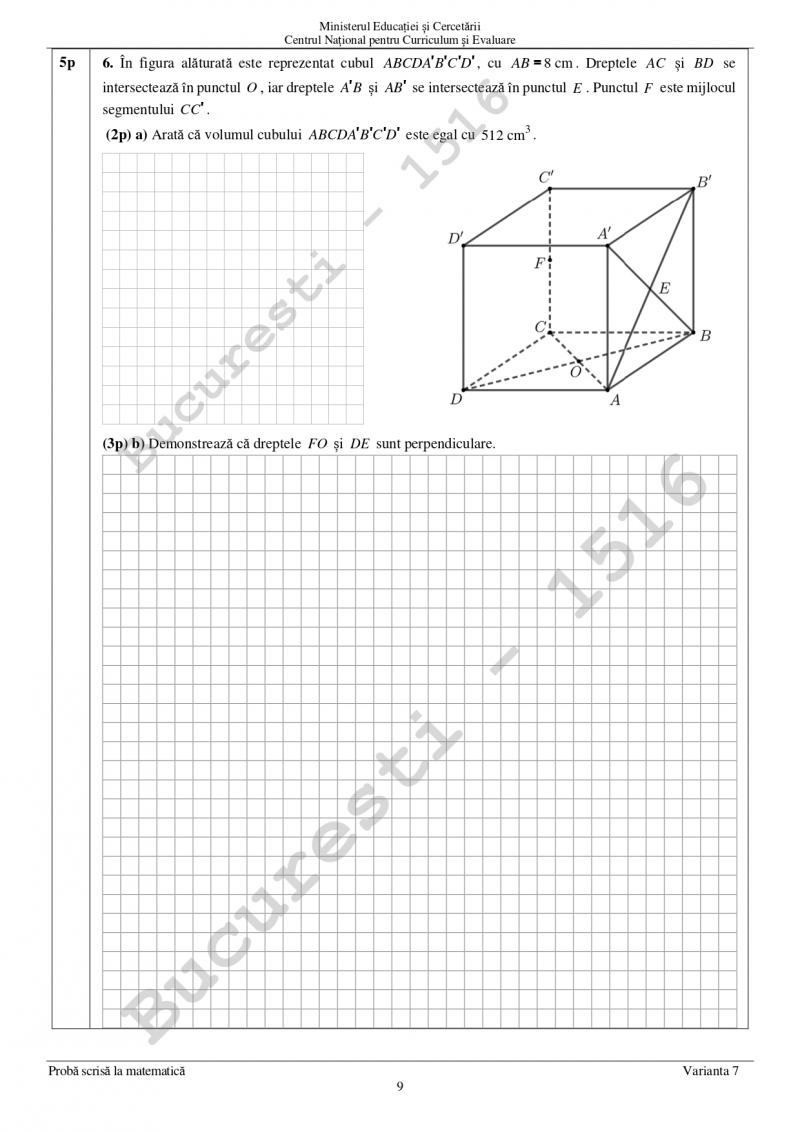 Subiectele la Matematică la Evaluarea Națională 2025. Ce a picat la a doua probă a examenelor pentru clasa a 8-a