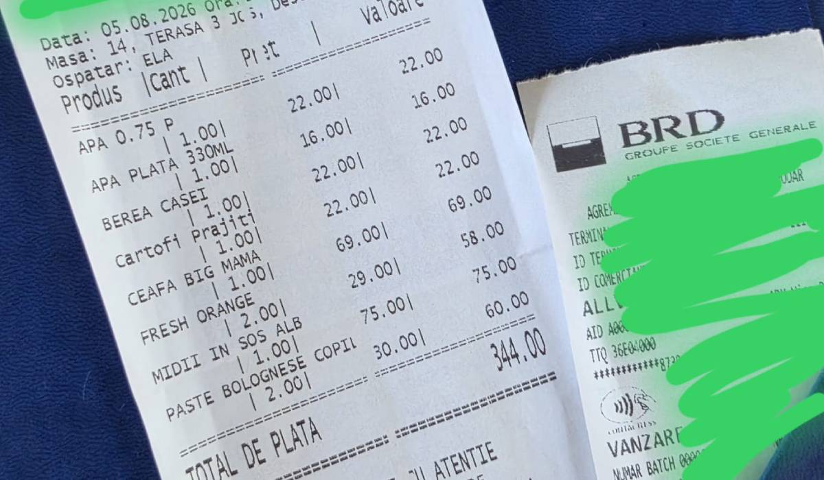 Cât costă o masă la restaurant în Mamaia Nord, cu „fresh” de portocale la cutie și apă plată la 38 de lei