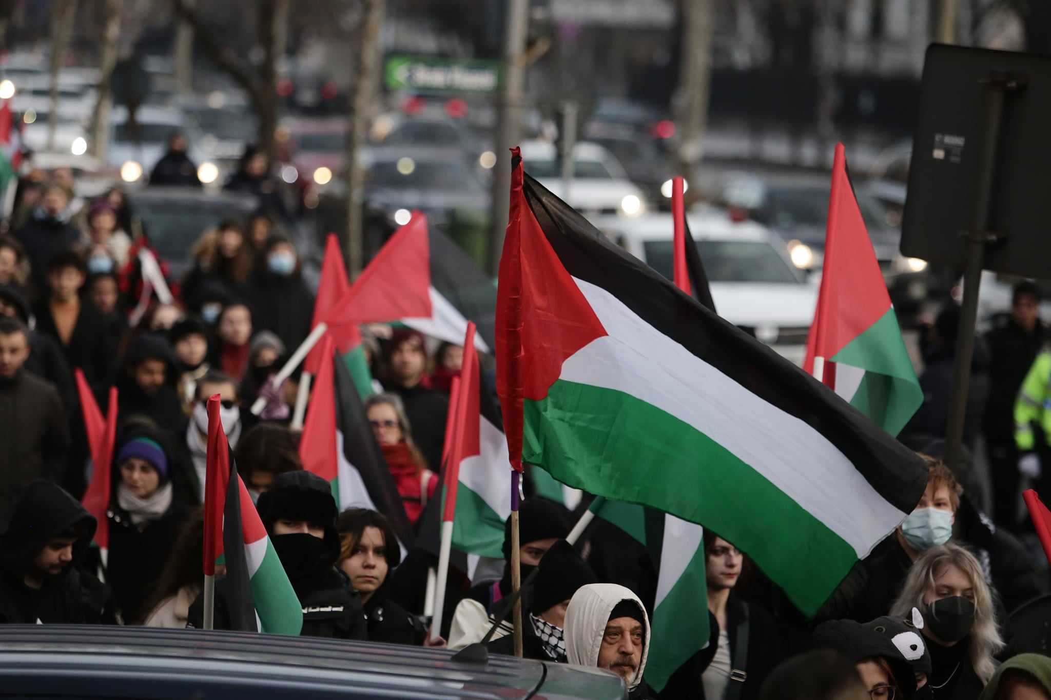 Manifestație pro-Palestina în București. Participanții au avut tobe şi fluiere, iar alţii au afişat pancarte: „Opriţi masacrul din Gaza”