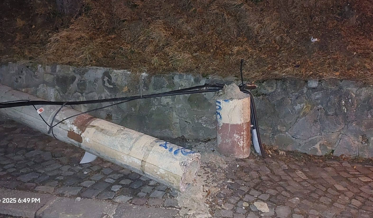Furtună puternică pe Valea Prahovei: un stâlp a fost rupt, mai mulți copaci au fost doborâți de vânt, iar unul a căzut pe o mașină cu 3 oameni
