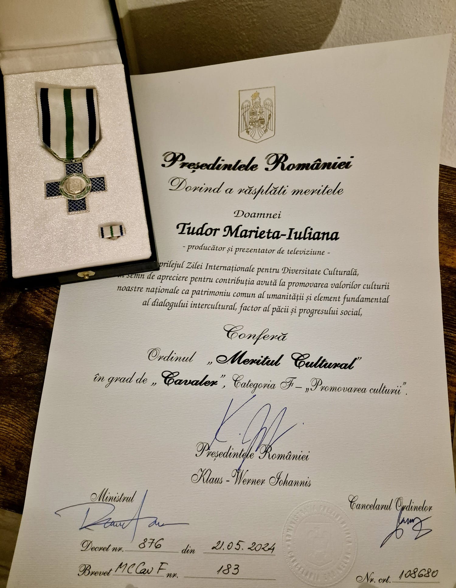 Iuliana Tudor, decorată de Președenția României. „Am fost întrebată de foarte multe ori de ce am ales acest drum”