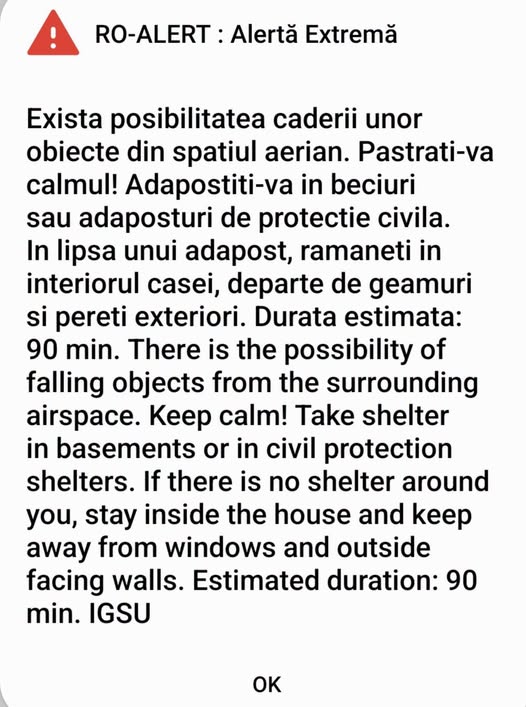 Locuitorii din mai multe județe au primit mesaj Ro-Alert: „Adăpostiți-vă în beciuri”