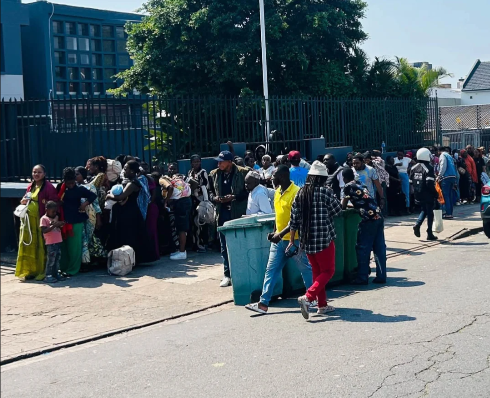 Hundreds of asylum seekers gathered outside the refugee reception office in Umbilo on Tuesday, some arriving as early as 05:00. (Image: Sakhiseni Nxumalo/News24)