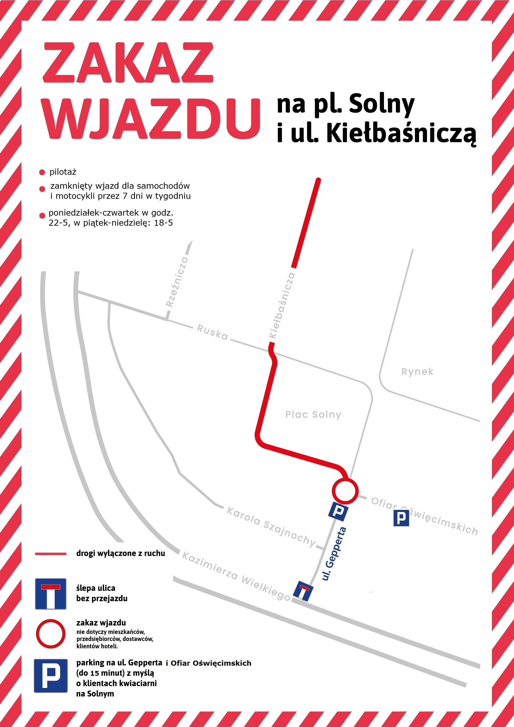 Plac Solny nada zamknięty dla ruchu, ale już wieczorami i nocą