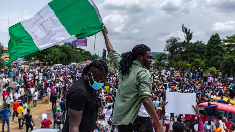 Nigerian youths during #Endsars protests. [GettyImages]