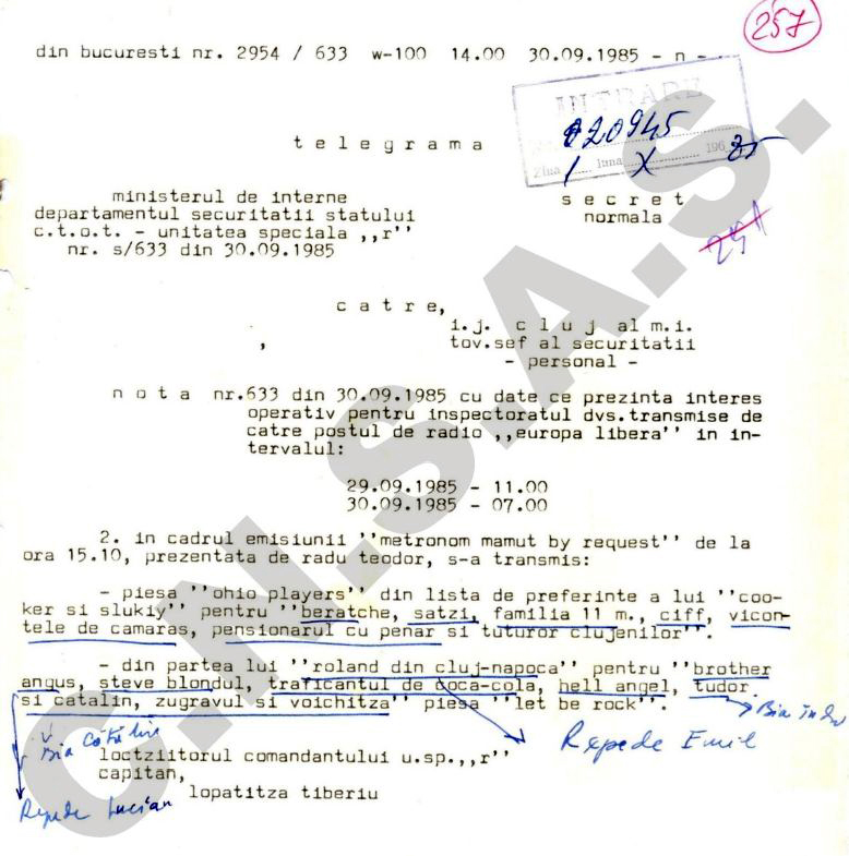 Cum îi urmărea Securitatea comunistă pe studenți. Scrisoarea ironică „interceptată” în 1985: „Untul la kilogram, smântână 3 feluri la alegere, 15 feluri de brânzeturi”