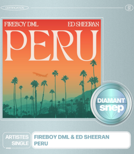 Fireboy's 'Peru' gets diamond certification in France