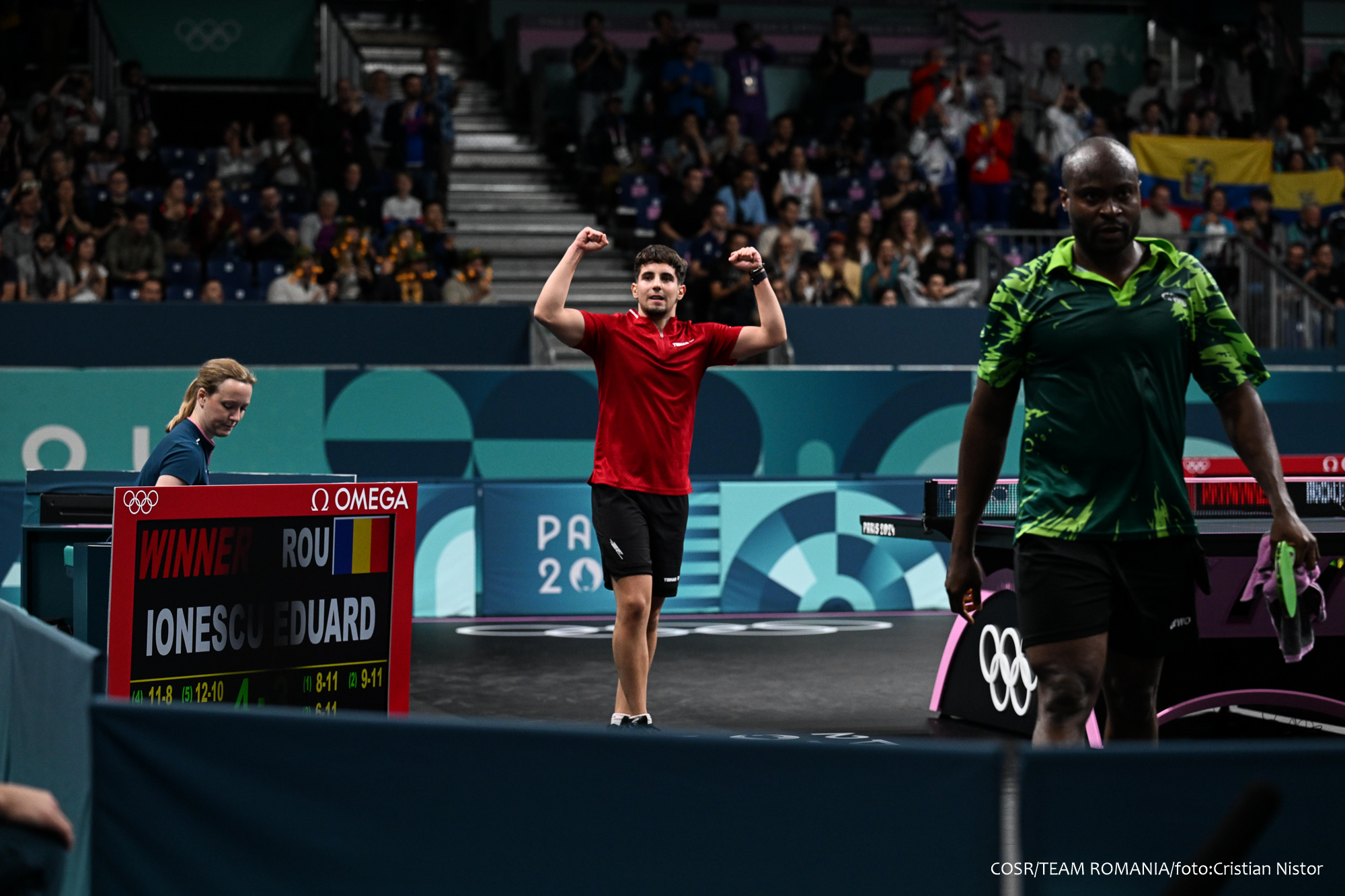 JO Paris 2024: Eduard Ionescu, victorie senzațională la tenis de masă. A revenit de la 0-3 la seturi și a salvat și șase mingi de meci