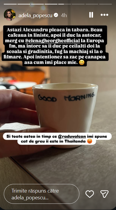 Ce face Adela Popescu în timp ce soțul ei, Radu Vâlcan, se află în Thailanda. „Îmi spune cât de greu îi este”