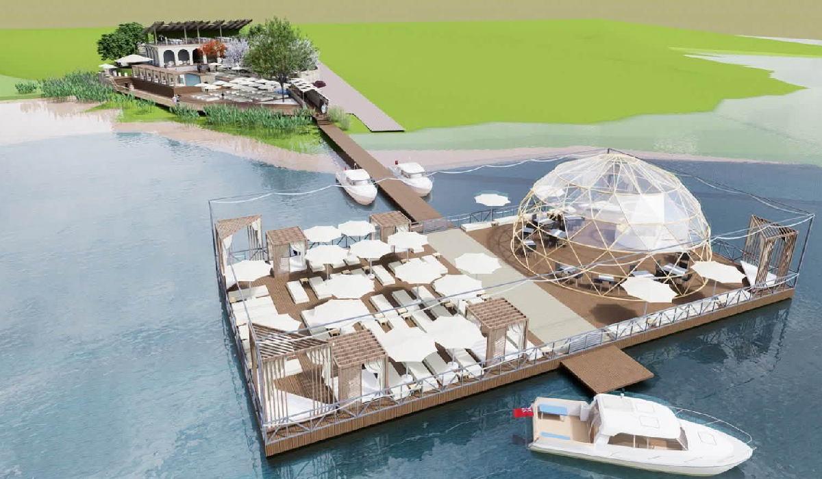 Proiect modern pe malul Lacului Surduc din Timiș: Piscină, ponton plutitor și zonă de relaxare ca în stațiuni