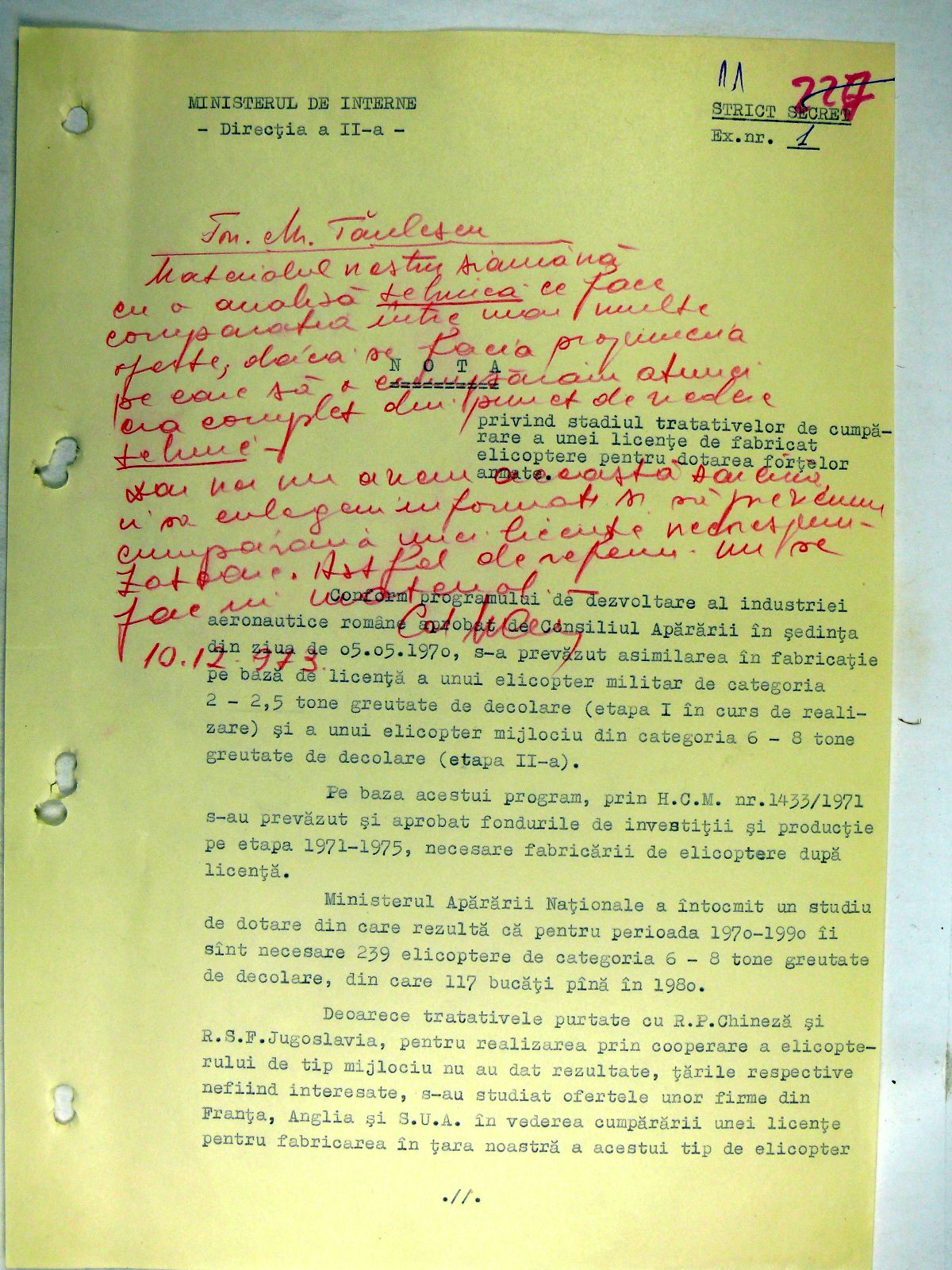 Cum au sabotat comuniștii elicopterul IAR 330, pe care-l voiau asamblat integral în România. Contract de 100 de milioane de dolari în Peru, pierdut pe recomandări de la partid