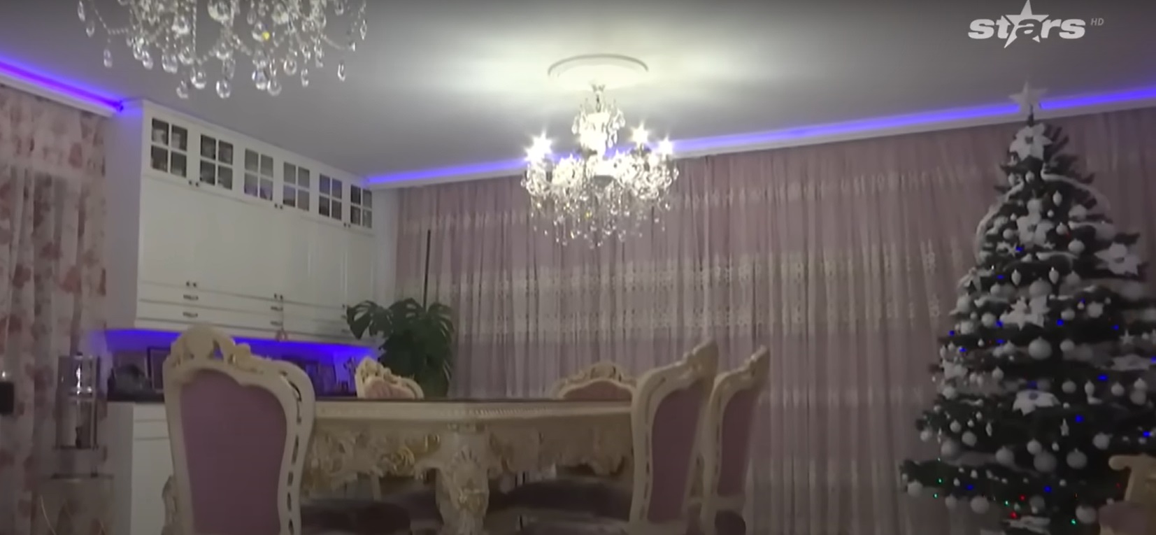 Imagini din casa Medanei și a lui Alin Oprea, decorată de Crăciun. Au împodobit mai mulți brazi, unul chiar și în bucătărie