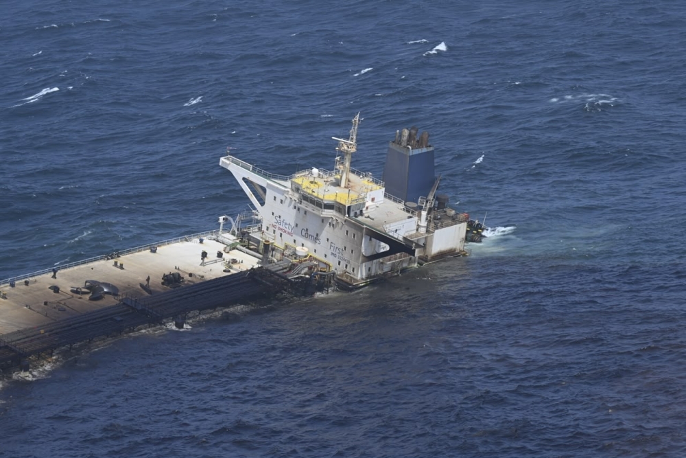 The Caroline Bezengi, part of Russia's shadow fleet used to avoid Western sanctions, ran aground carrying about 800,000 barrels of oil. (Image: Plague Christian - Marine Traffic)