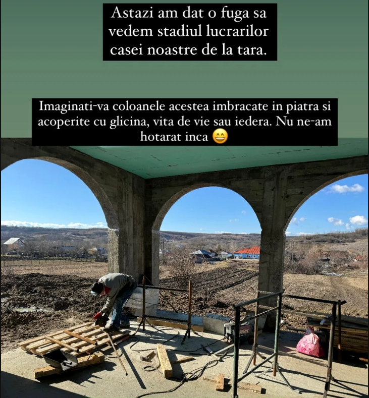 Imagini cu noua casă a Adelei Popescu și a lui Radu Vâlcan de la Șușani. Vedeta a mers pe șantier să vadă stadiul lucrărilor. „Pe terasa asta vom mânca”