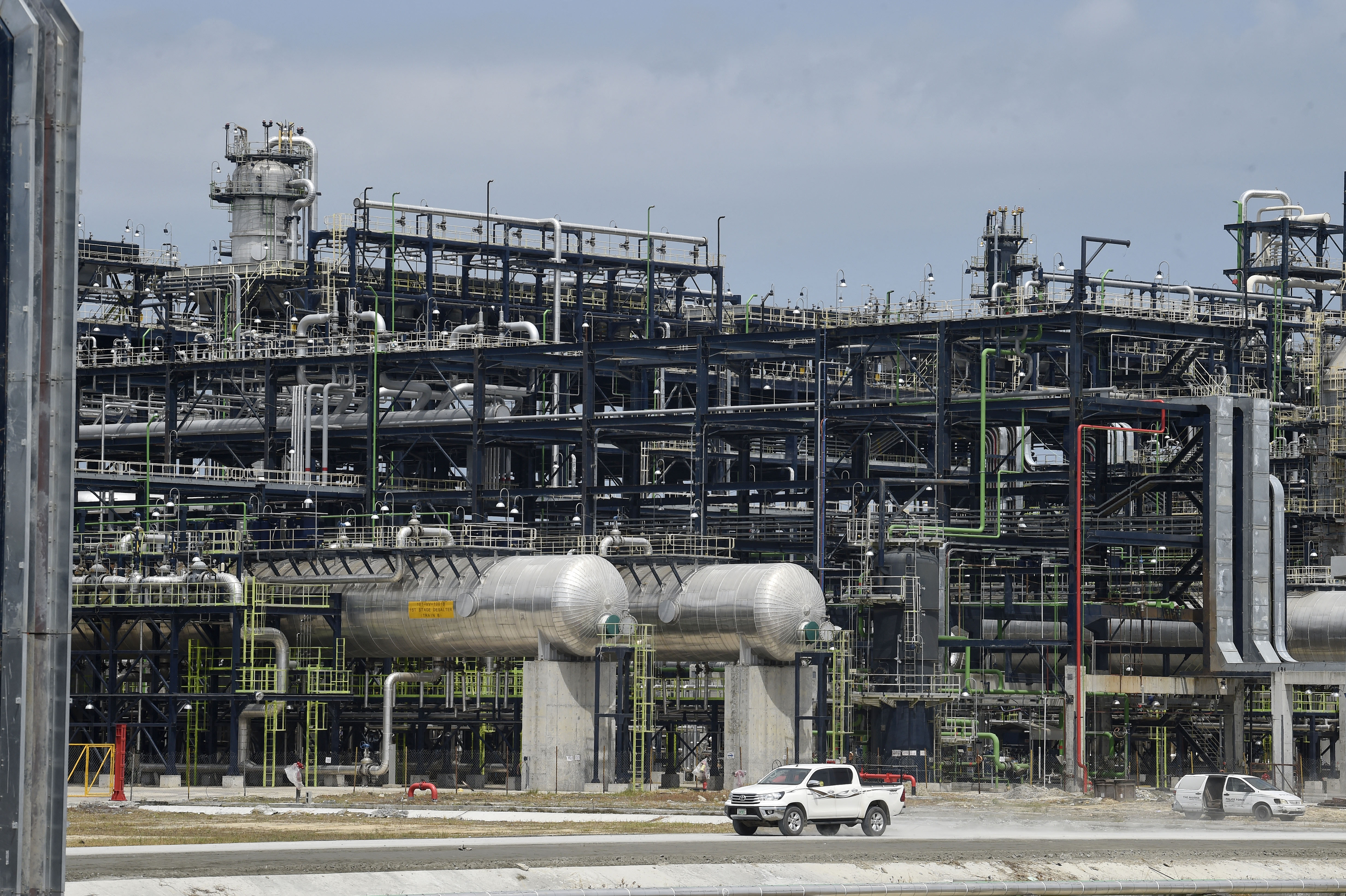 A general view of Dangote Petroleum Refinery Petrochemicals in Lagos, on May 22, 2023. Nigerian President Muhammadu Buhari has inaugurated Dangote Petroleum Refinery and Petrochemicals, the largest single-train refinery in the world with 650,000 barrels per day refining capacity. [Photo by PIUS UTOMI EKPEI/AFP via Getty Images]