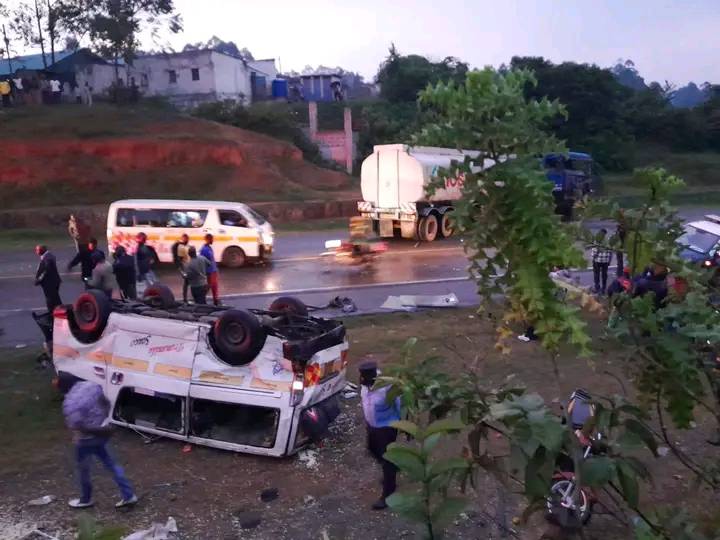 The road accident along the Kisumu-Kakamega road