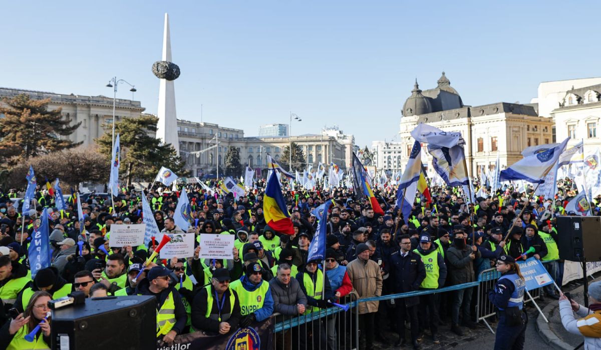 Protest masiv al sindicatelor din Apărare și Ordine Publică în București