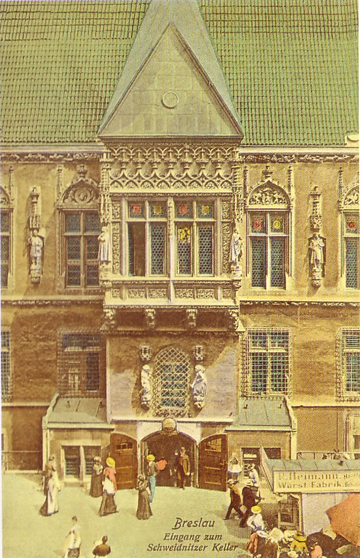 Piwnica Świdnicka we Wrocławiu na pocztówce pochodzącej prawdopodobnie z 1908 r