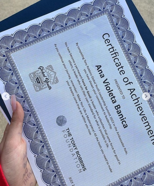 Fiica Andreei Marin și a lui Ștefan Bănică, premiată în SUA. Ce diplomă a primit: „Minunată această experiență”