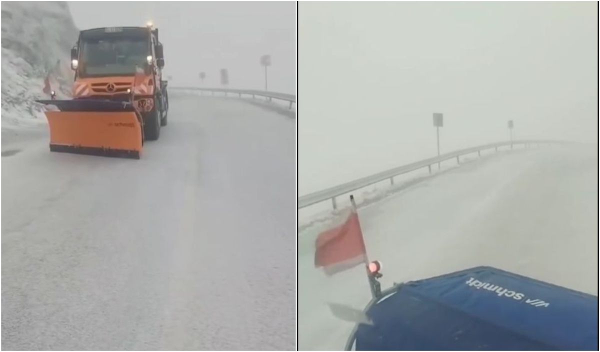 A nins pe Transalpina. Drumarii intervin cu utilaje şi dau cu material antiderapant | VIDEO