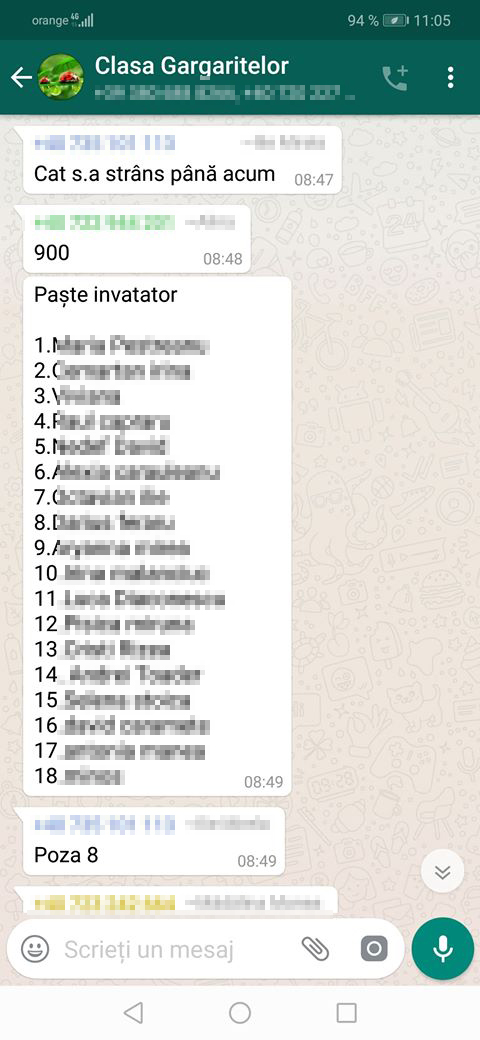 Discuții pe WhatsApp despre cum strâng părinții bani pentru cadourile de Paște ale dascălilor: “Un coș cum s-a luat și de Crăciun și restul banilor îi dăm în plic”. Câți bani scoate un părinte din buzunar