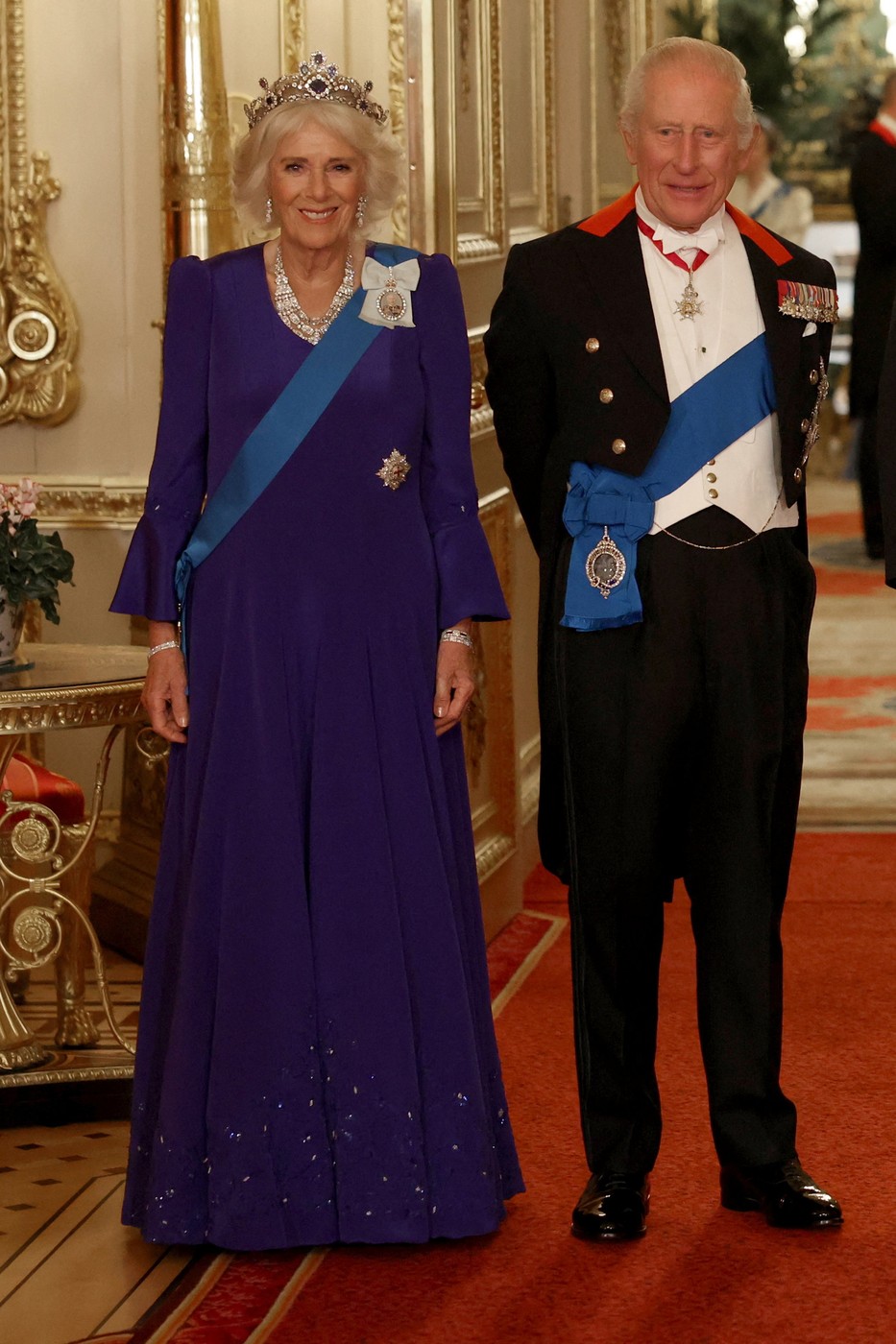Imagini de la dineul dat de regele Charles pentru Donald Trump. Melania a încălcat protocolul cu rochia îndrăzneață, iar prințesa Kate a strălucit