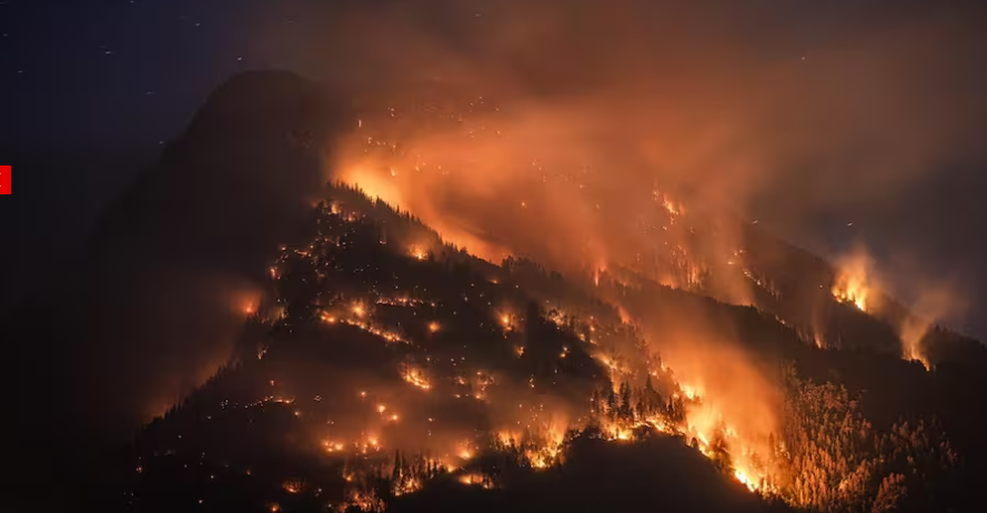Incendiu masiv în Alpii Elvețieni, aproape de ghețarul Aletsch. Focul arde de aproape 24 de ore, mai multe sate au fost evacuate, armata a trimis elicoptere