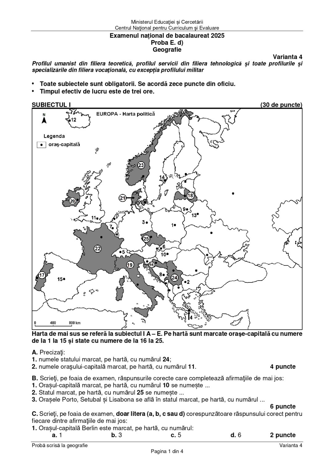 Proba la alegere a profilului la Bac 2025, sesiunea de toamnă. Subiectele la proba la alegere