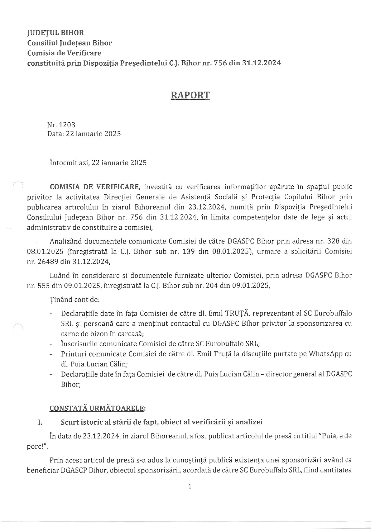Scamatoriile șefului DGASPC Bihor, Lucian Călin Puia: a transformat bizonul donat în porc și le-a ascuns șefilor doi ani că are dosar penal