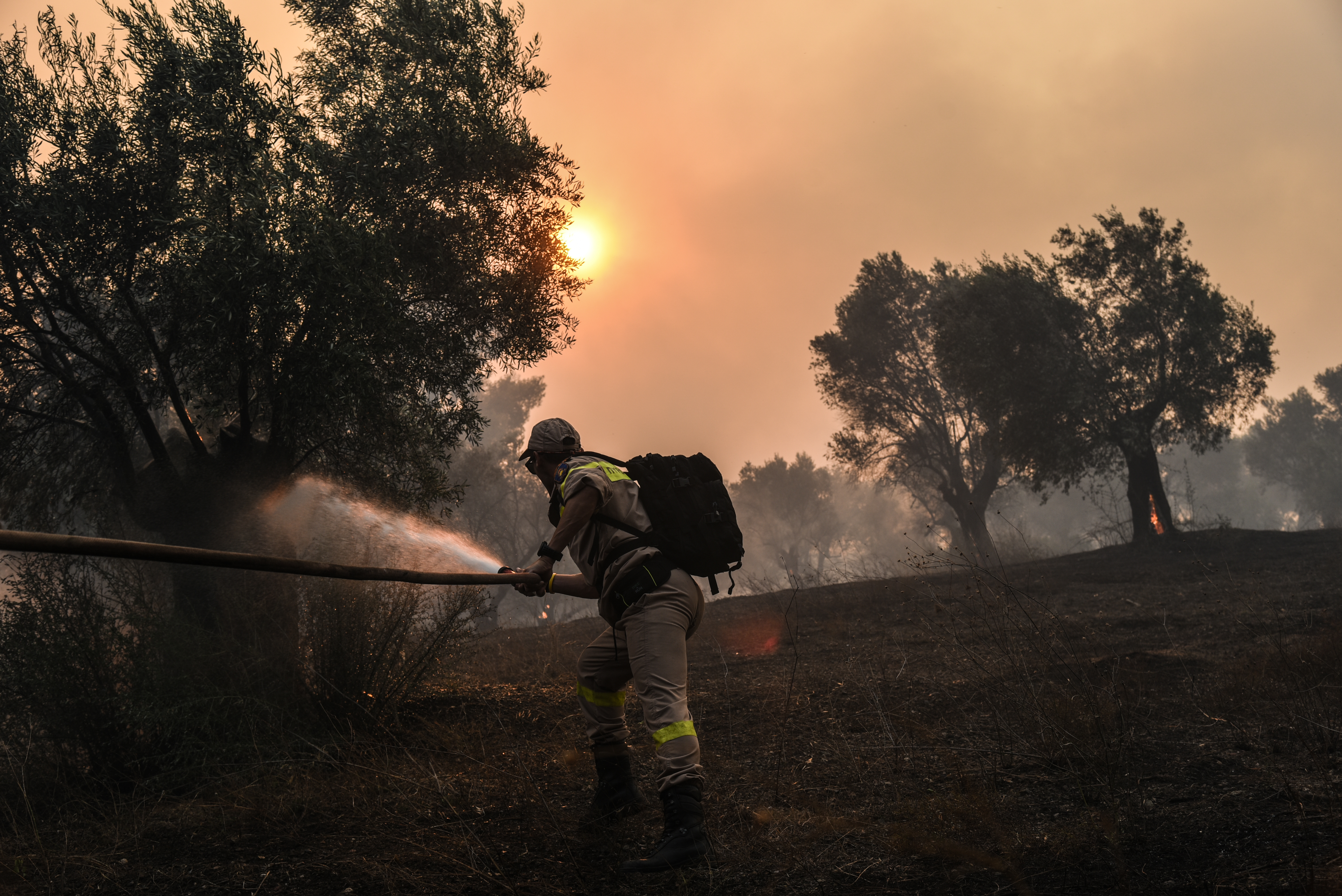 Evacuări în insula Evia din Grecia, din cauza incendiilor de pădure. 250 de pompieri şi 62 de autospeciale, în lupta cu flăcările