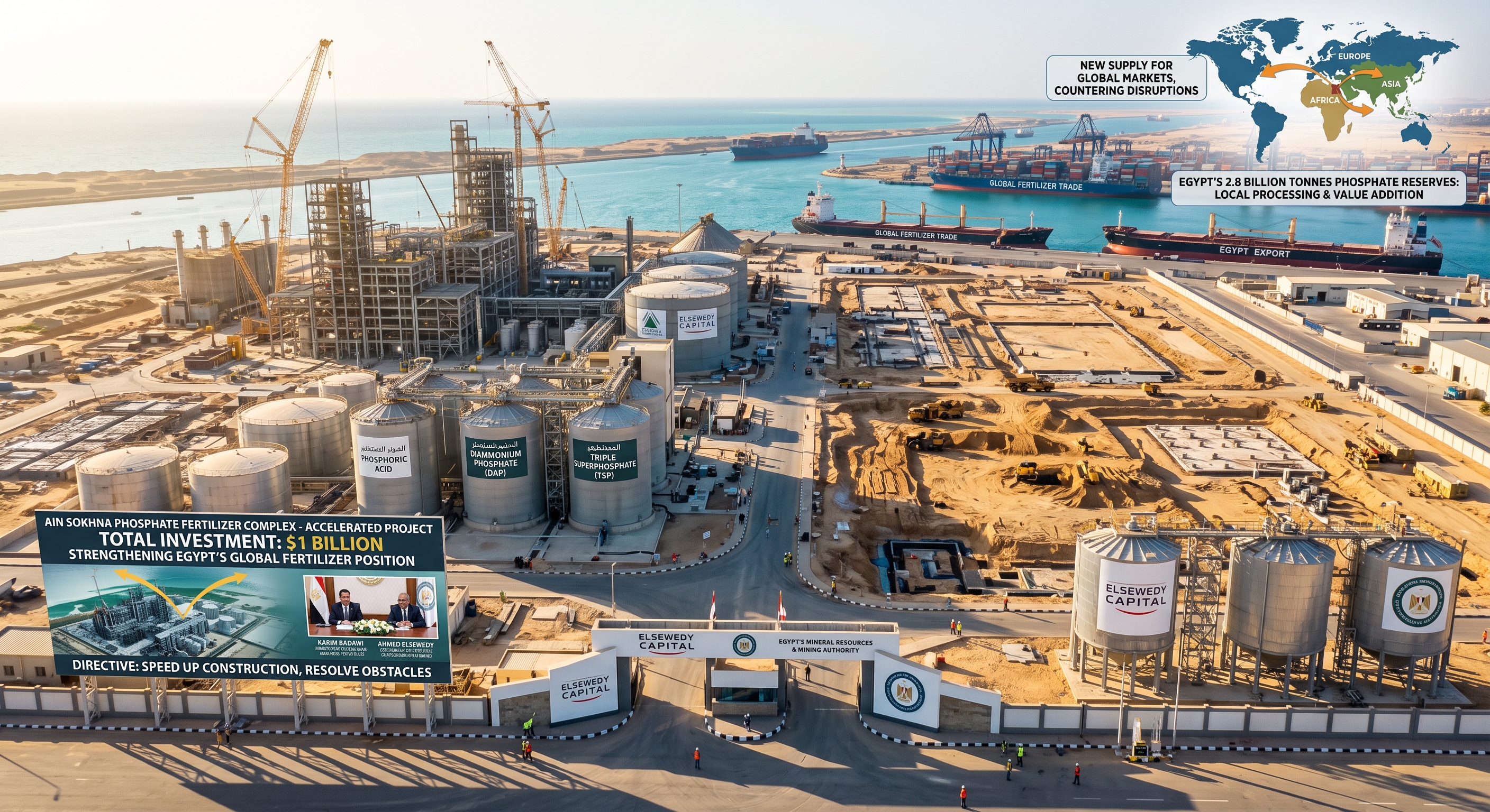 Egypt, Elsewdy moves to fast-track $1 billion phosphate fertiliser complex as global supply tightens