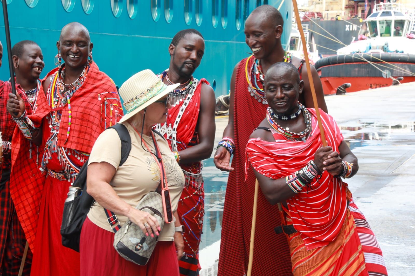 Passengers of the luxurious MV SH Diana ship welcomed to Kenya at the Port of Mombasa