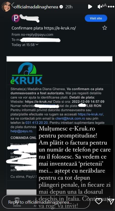Mădălina Ghenea, prima reacție după ce a fost chemată în instanță din cauza unor datorii: „Toată tevatura este legată de neplata unei facturi telefonice. În 10 minute am rezolvat problema”